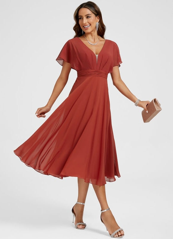 Robe De Cocktail Rouge Pour Mariage Chic - gallery 2