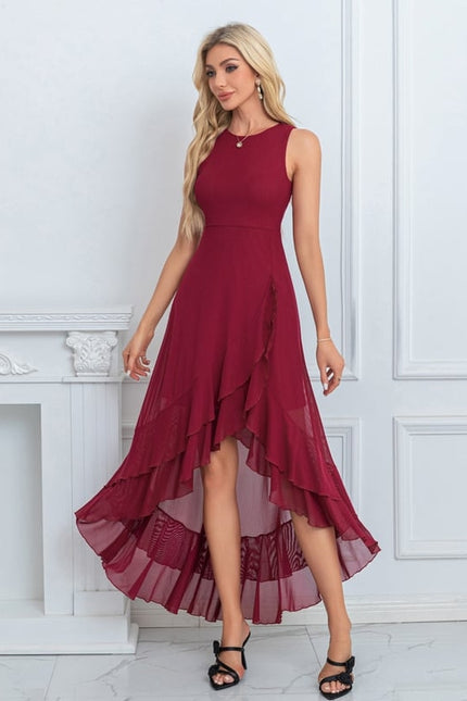 Robe Chic Maxi Volants Bordeaux - gallery 4