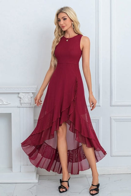 Robe Chic Maxi Volants Bordeaux - gallery 4