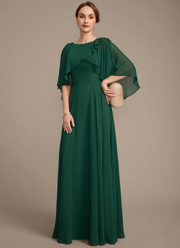 Robe Chic Verte Mousseline Avec Dentelle - gallery 5