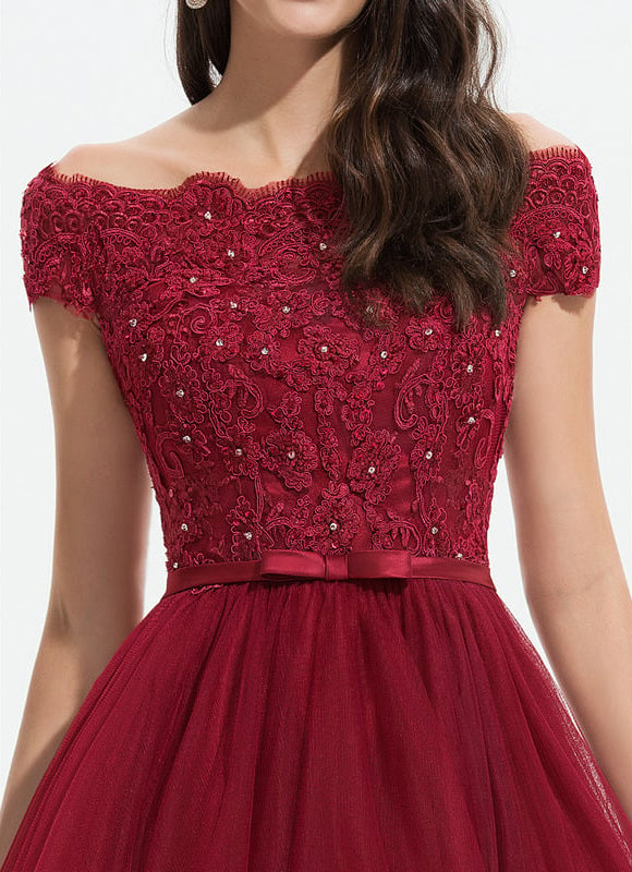 Robe Chic Rouge Tulle Asymétrique - gallery 1