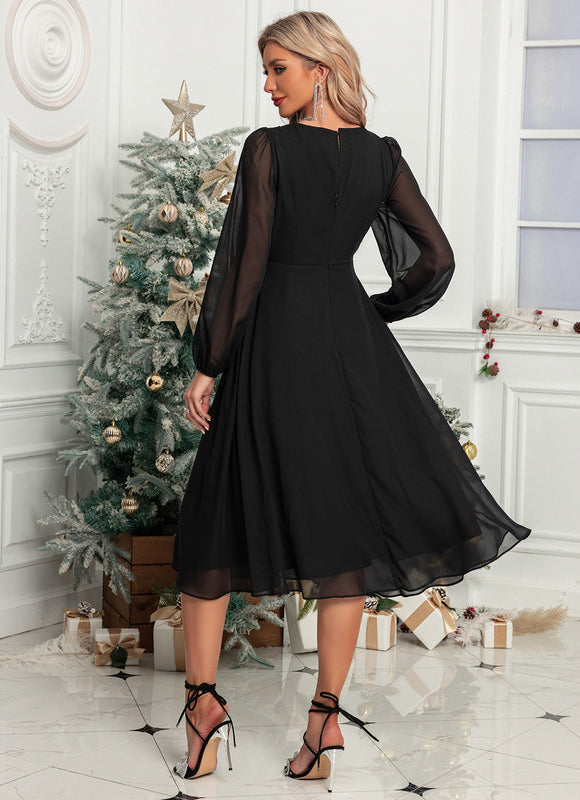 Robe Chic Élégance Noire Pailletée - gallery 1