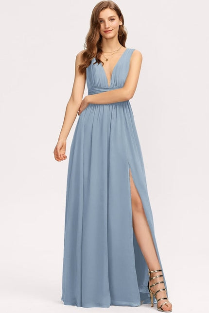 Robe Chic Longue Bordeaux Plissée