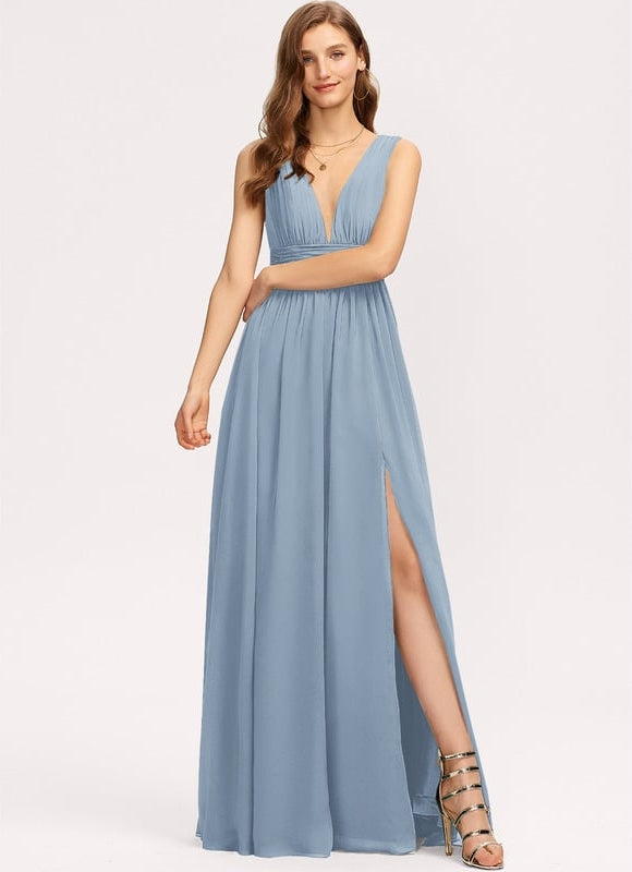 Robe Chic Longue Bordeaux Plissée