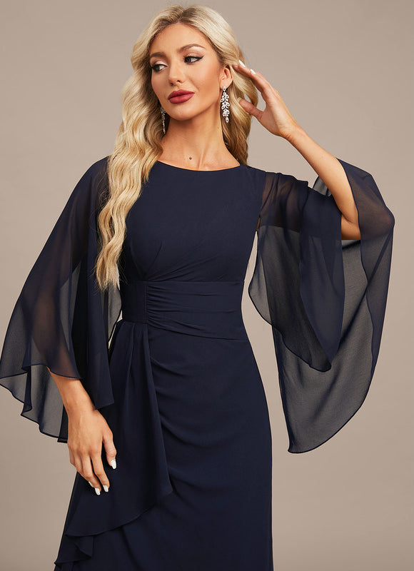 Robe Chic Satin Marine Élégant - gallery 1