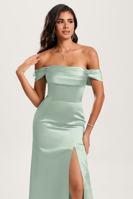 Robe Chic Satinée Vert Pâle - gallery 4