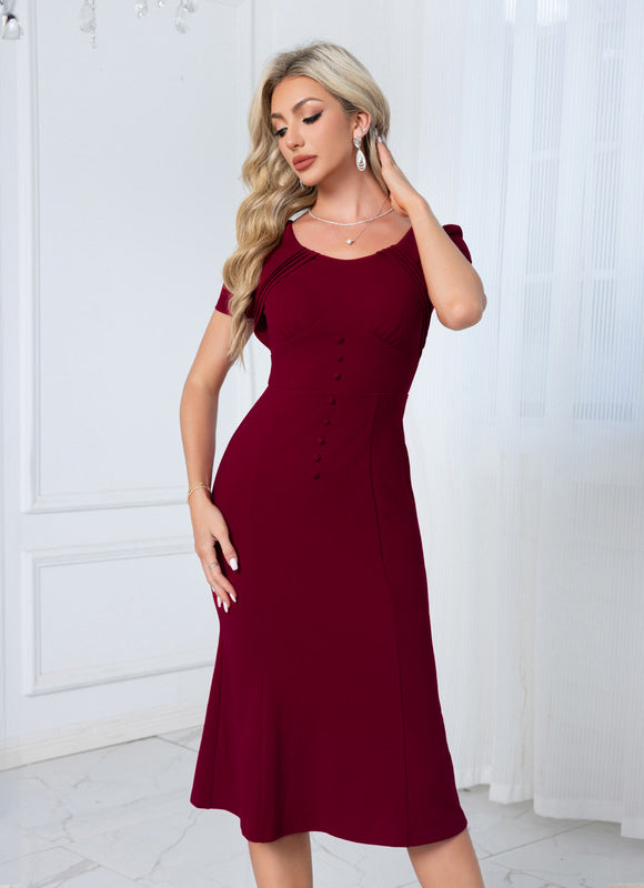 Robe Chic Bordeaux Ajustée