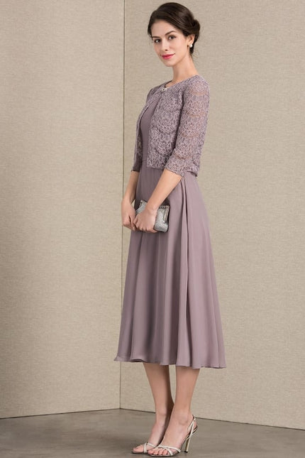 Robe Chic Mousseline Violet - gallery 3