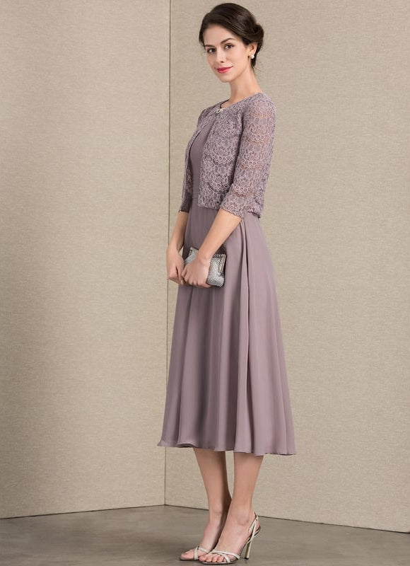 Robe Chic Mousseline Violet - gallery 3