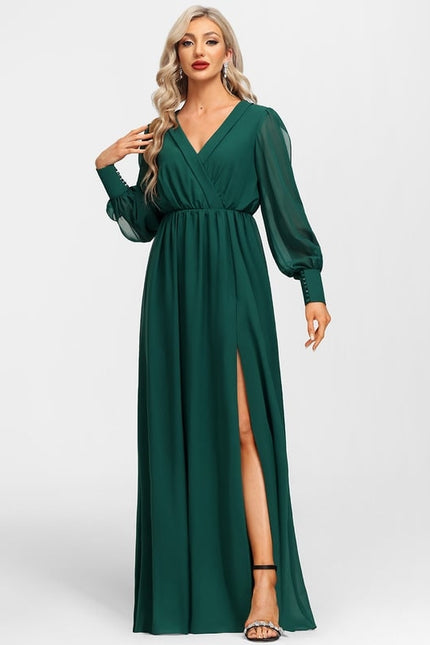 Robe Chic Longue Verte Fluide - gallery 3