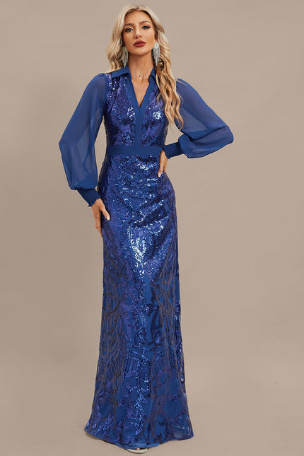 Robe Chic Bleu Pailletée - gallery 4