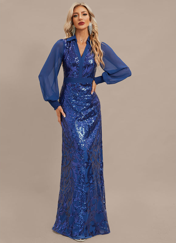 Robe Chic Bleu Pailletée - gallery 4