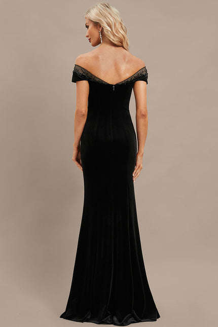 Robe Chic Velours Noir Élégant - gallery 6