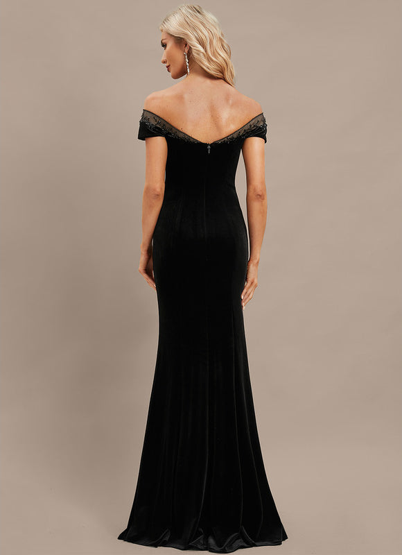 Robe Chic Velours Noir Élégant - gallery 6