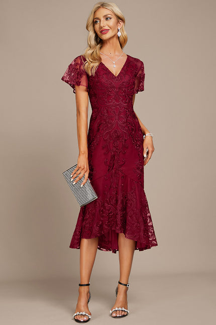 Robe Chic Rouge Élégant Flottant - gallery 1