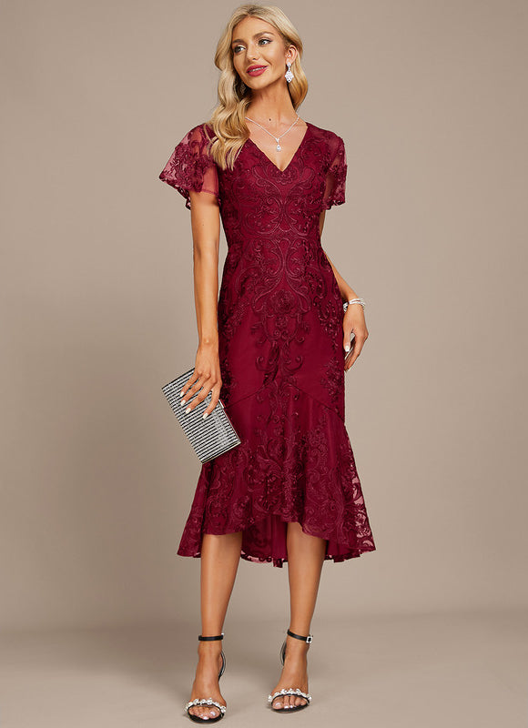 Robe Chic Rouge Élégant Flottant - gallery 1