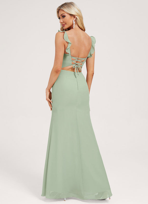 Robe Chic Longue Verte Raffinée - gallery 1