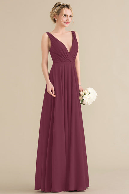 Robe Chic Longue Bordeaux Plissée - gallery 2