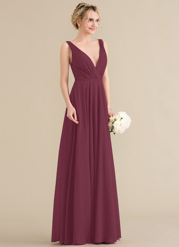 Robe Chic Longue Bordeaux Plissée - gallery 2