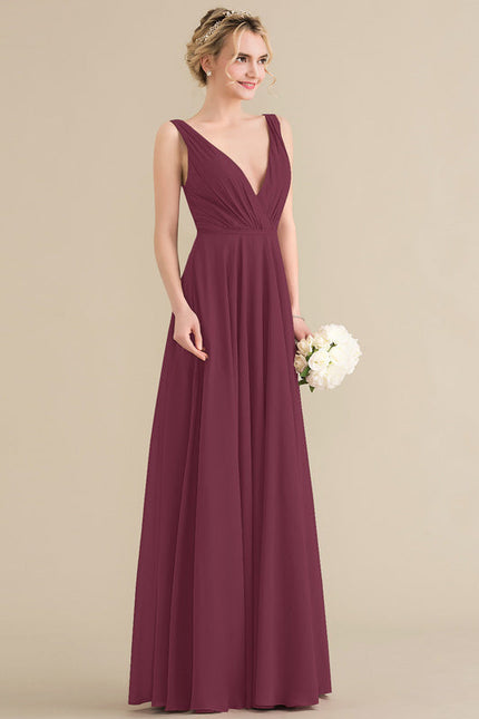 Robe Chic Longue Bordeaux Plissée - gallery 2