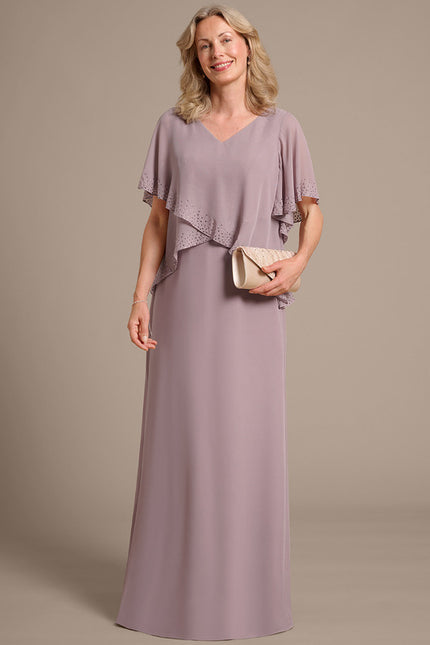 Robe Chic Longue Mauve Élégante - gallery 2