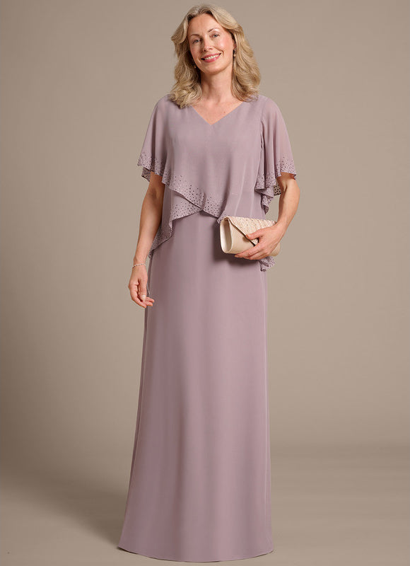 Robe Chic Longue Mauve Élégante - gallery 2