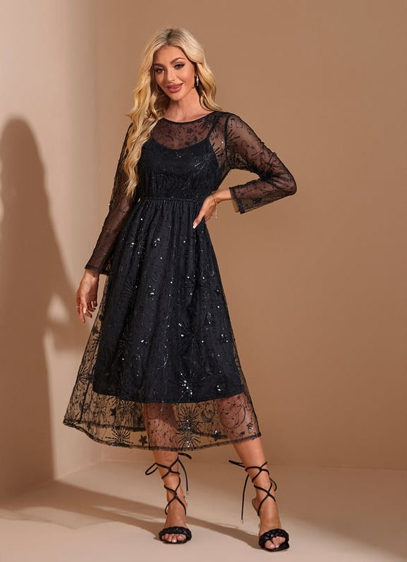 Robe Chic Noir Étoilé