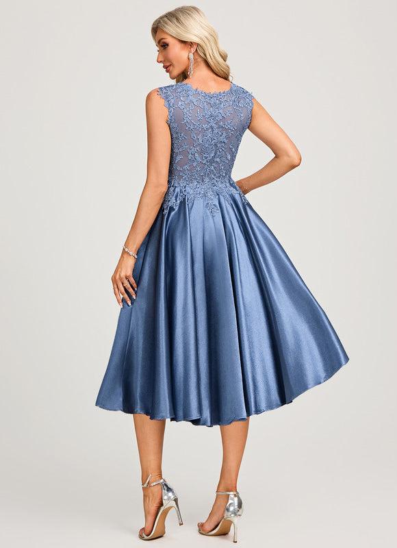 Robe Chic Satin Bleu Ciel - gallery 5