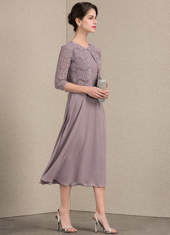 Robe Chic Mousseline Violet - gallery 2