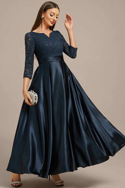 Robe Chic Longue Satinée Marine - gallery 4