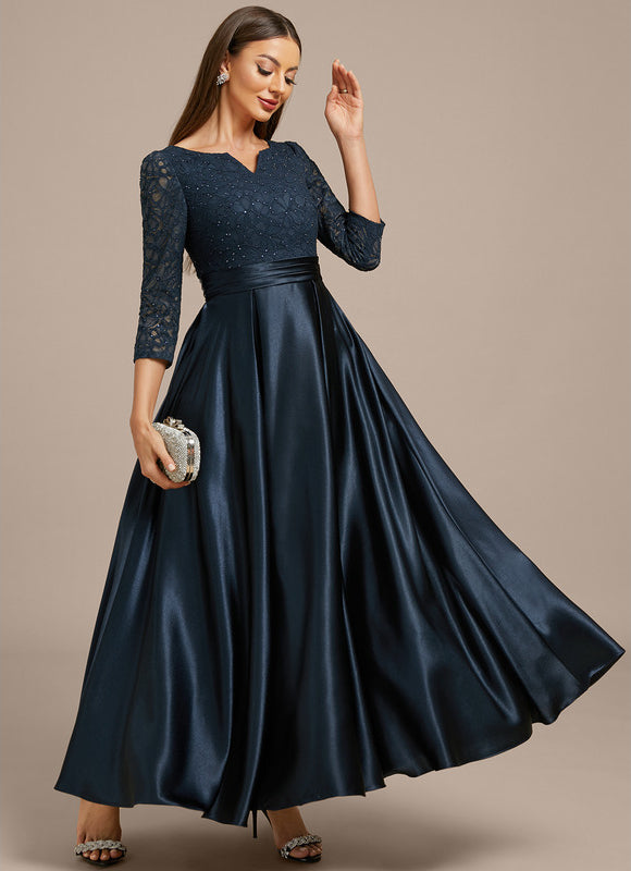Robe Chic Longue Satinée Marine - gallery 4