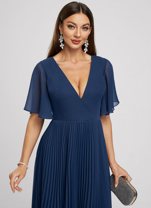 Robe Chic Bleu Plissé Élégant - gallery 1