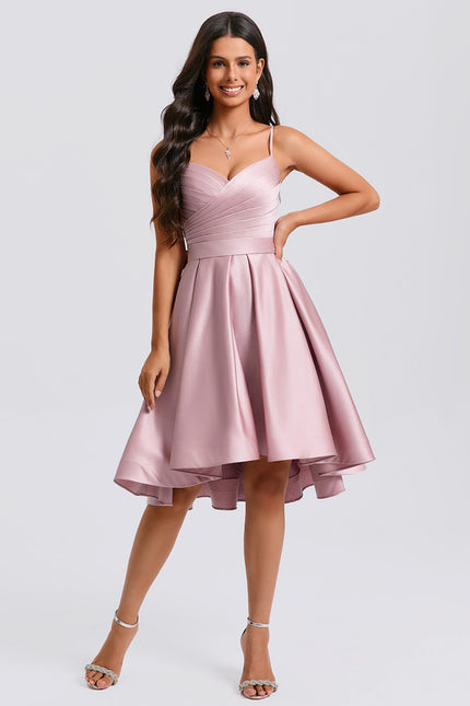 Robe Chic Satin Rose Plissée - gallery 2