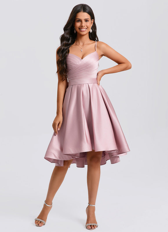Robe Chic Satin Rose Plissée - gallery 2