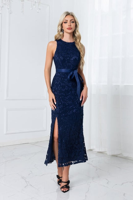 Robe Chic Dentelle Marine Élégante - gallery 3