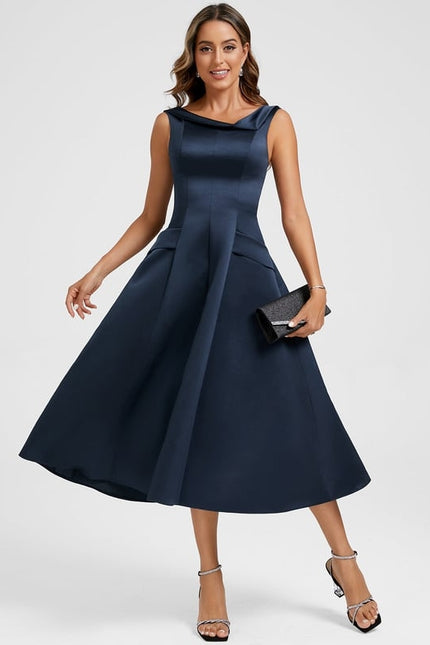 Robe Chic Satin Marine Élégante - gallery 2