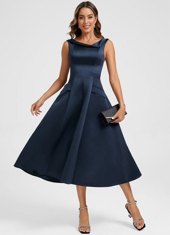 Robe Chic Satin Marine Élégante - gallery 2