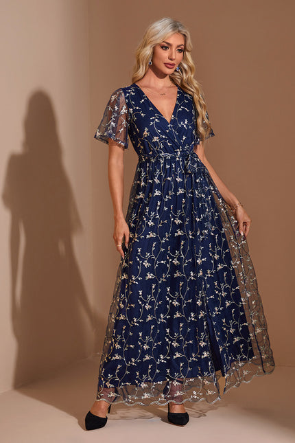Robe Chic Maxi Marine Fleurie