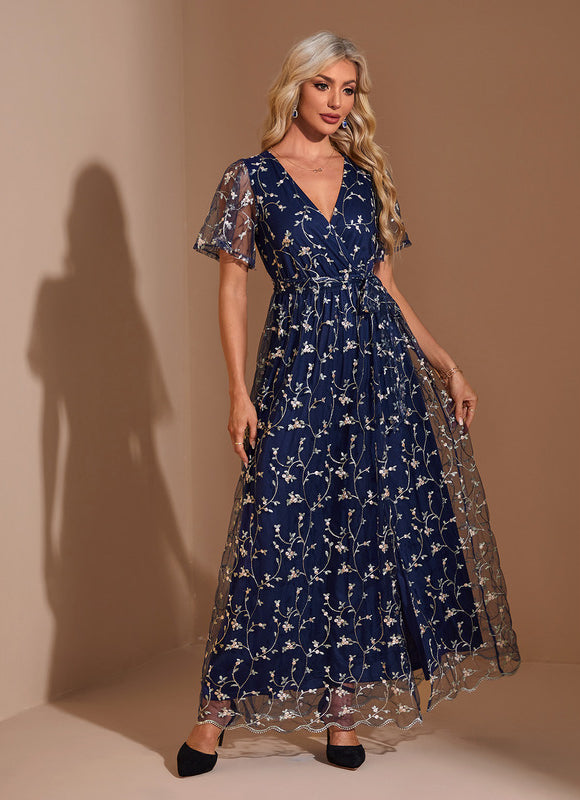 Robe Chic Maxi Marine Fleurie