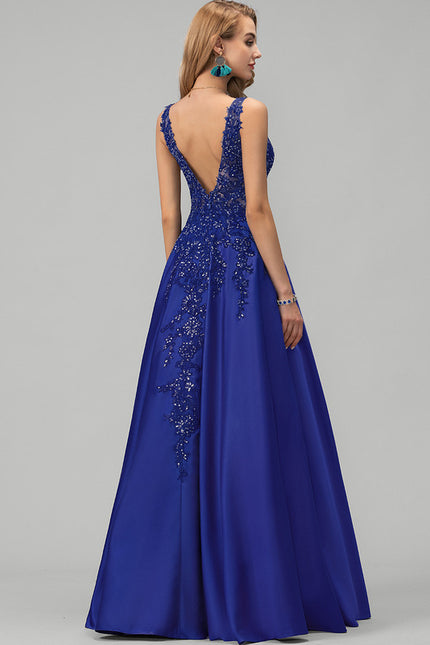 Robe Chic Éclat Satin Bleu - gallery 3