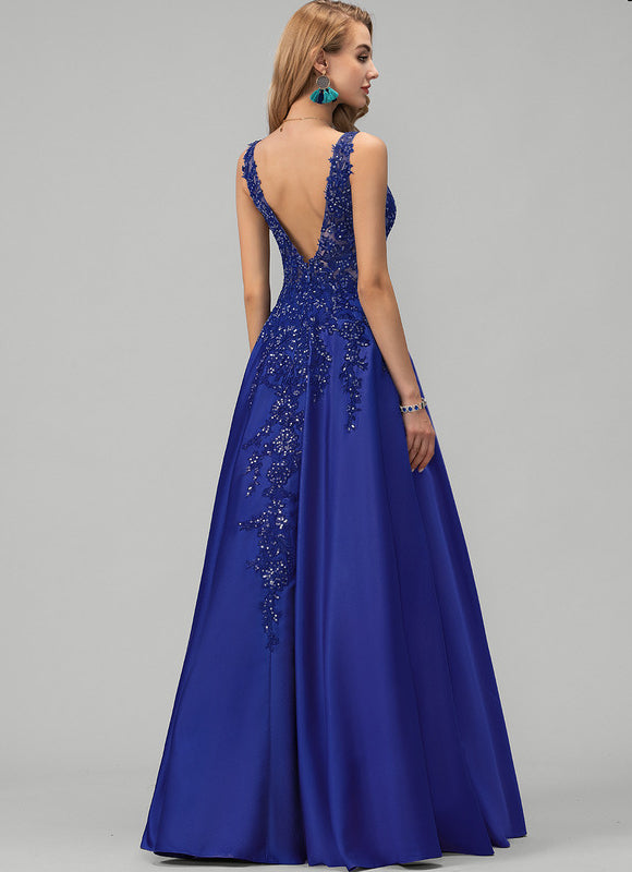 Robe Chic Éclat Satin Bleu - gallery 3