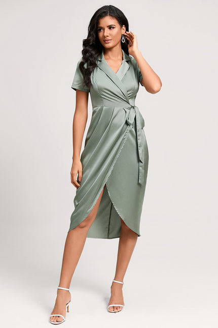 Robe Chic Satin Vert Élégant - gallery 3