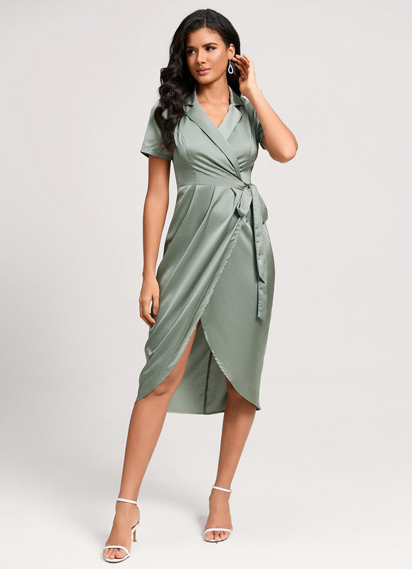 Robe Chic Satin Vert Élégant - gallery 3