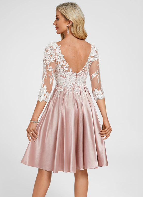 Robe Chic Satin Rose Poudré - gallery 6