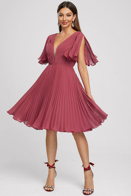 Robe Chic Bleu Plissé Élégant