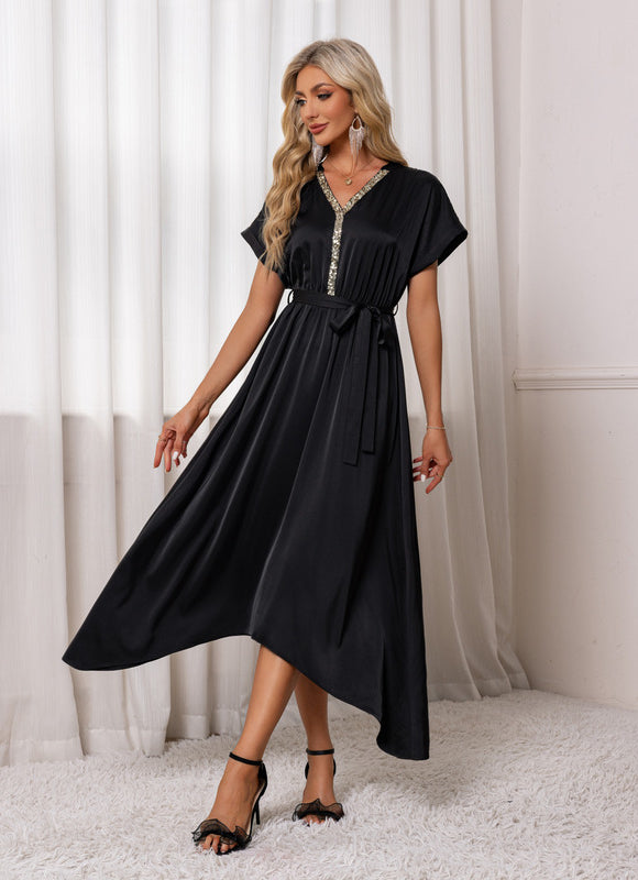 Robe Chic Asymétrique Scintillante - gallery 4