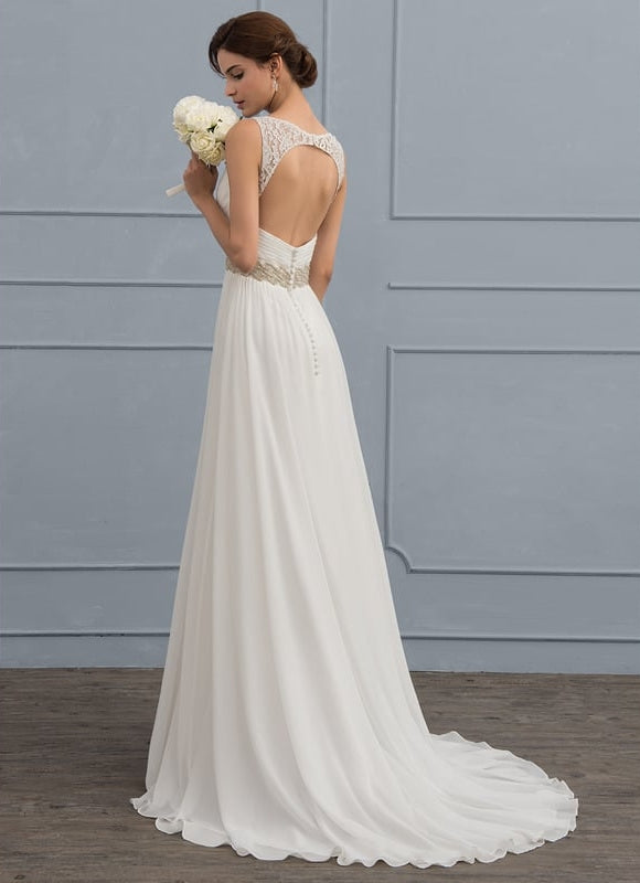 Robe Chic Chiffon Traîne - gallery 4