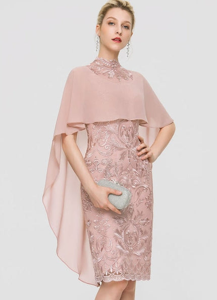 Robe Chic Rose Pâle Dentelle Élégante