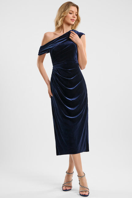 Robe Chic Velours Drapée - gallery 1