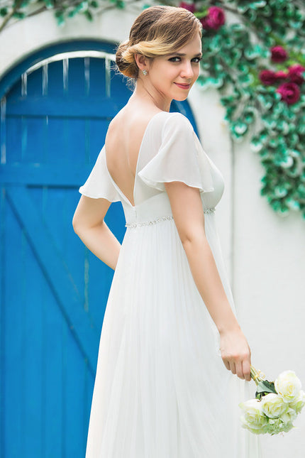 Robe Chic Blanche Mousseline Plissée - gallery 7
